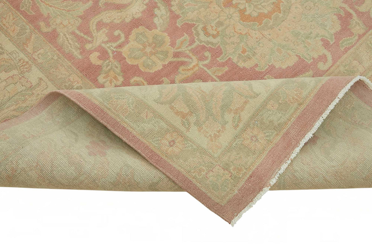 Vamave Bej, Gül Kurusu ve Krem Renkli Klasik Uşak Halısı 300x408 cm – kenar detayı