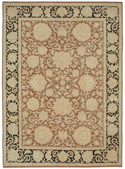 Vamave Vintage Uşak Halısı Kahverengi Bej Çiçekli El Dokuma Halı 303x423 cm