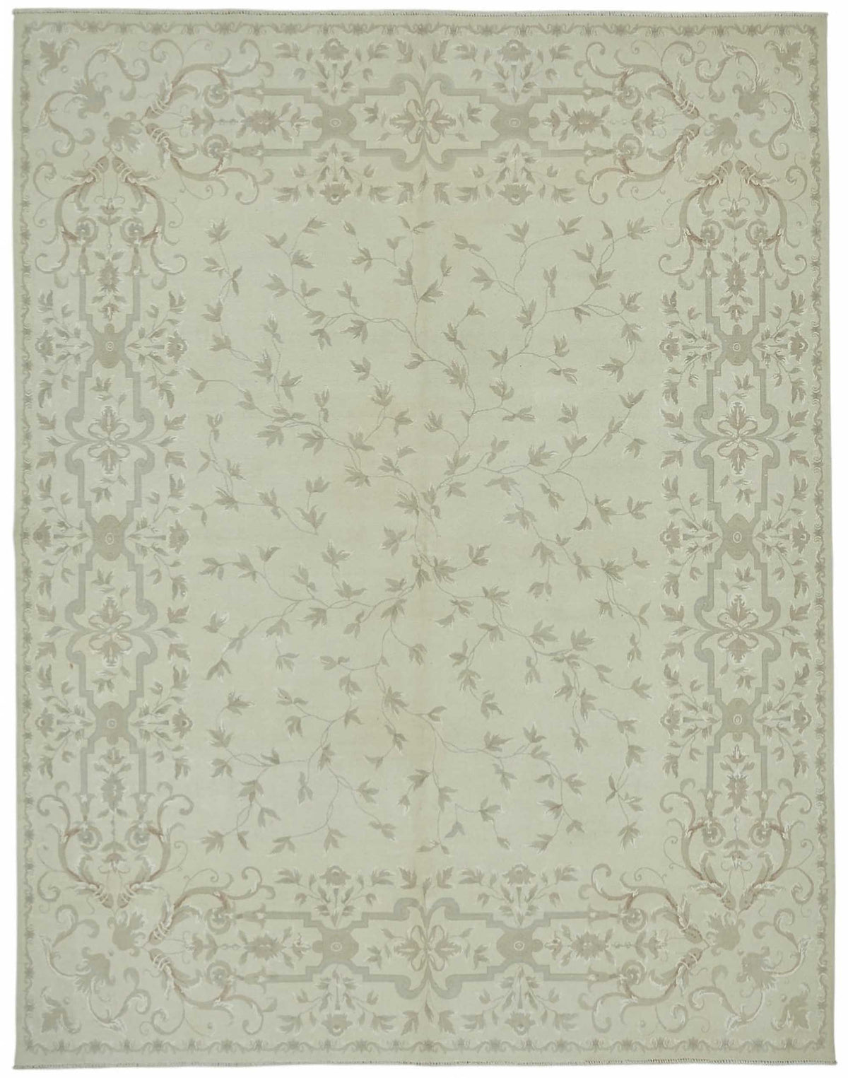 Rusvo Vintage Bej Gri Çiçekli El Dokuma Halı 242x305 cm 49217