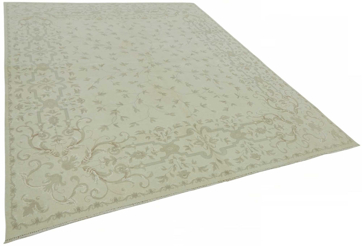 Rusvo Vintage Bej Gri Çiçekli El Dokuma Halı 242x305 cm 49217 – genel görünüm