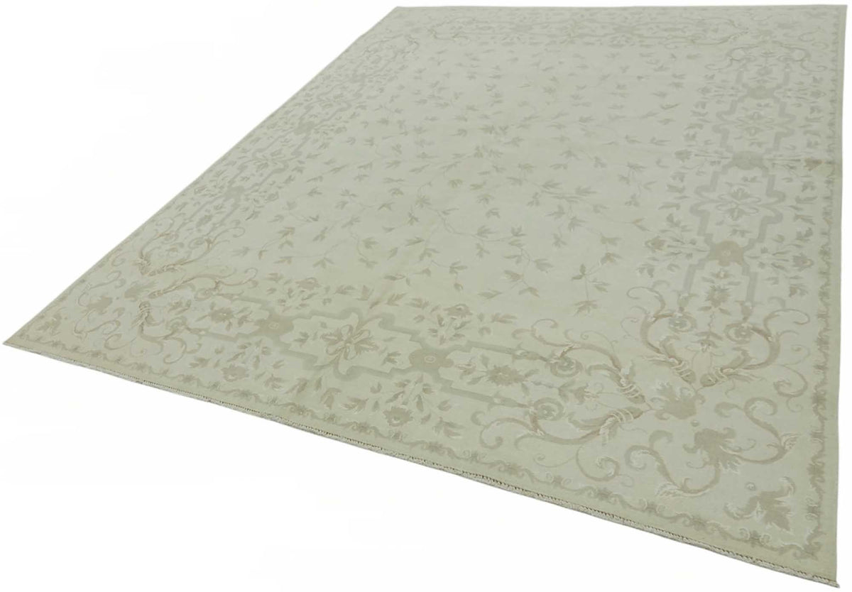 Rusvo Vintage Bej Gri Çiçekli El Dokuma Halı 242x305 cm 49217 – doku yakın çekim