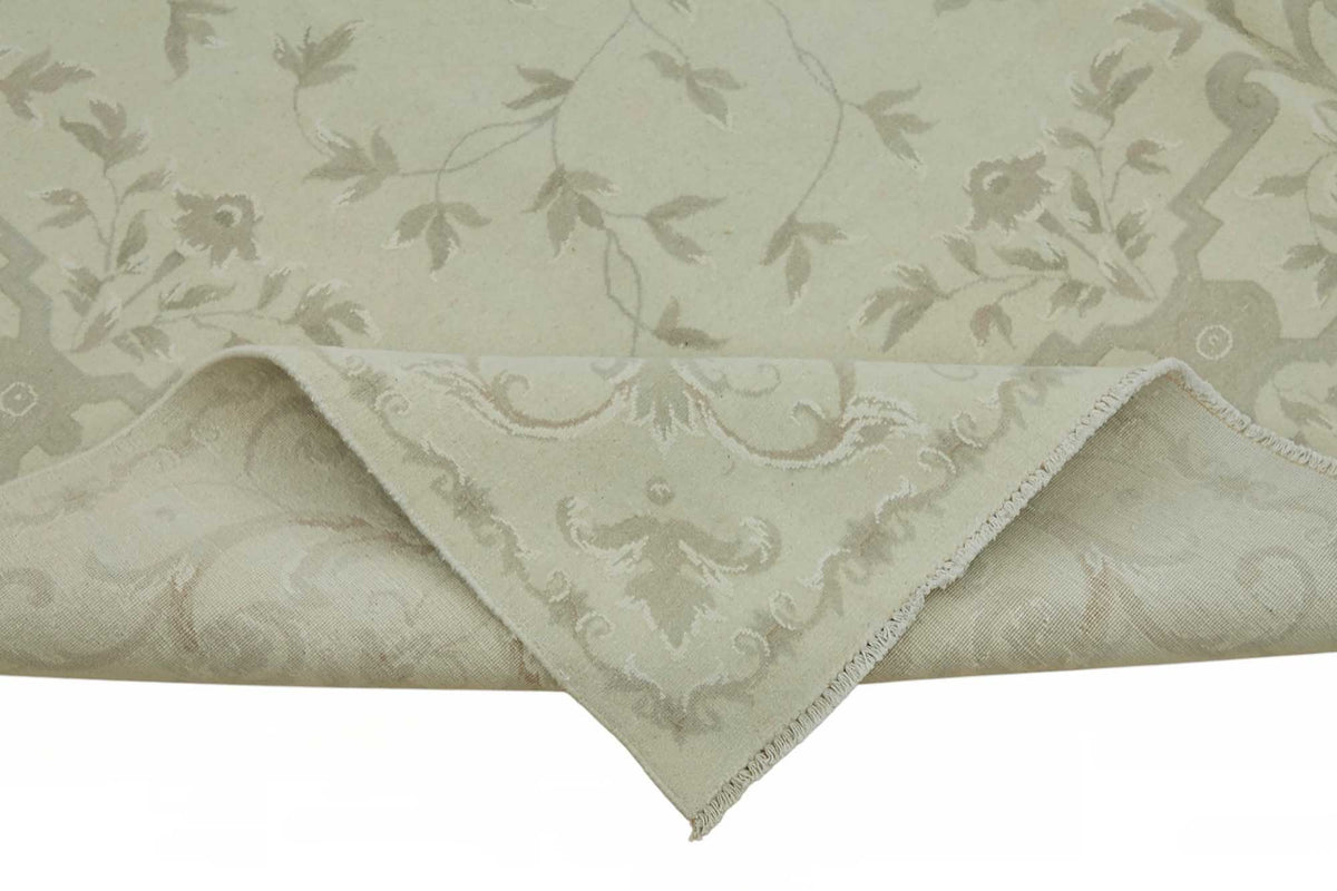 Rusvo Vintage Bej Gri Çiçekli El Dokuma Halı 242x305 cm 49217 – kenar detayı