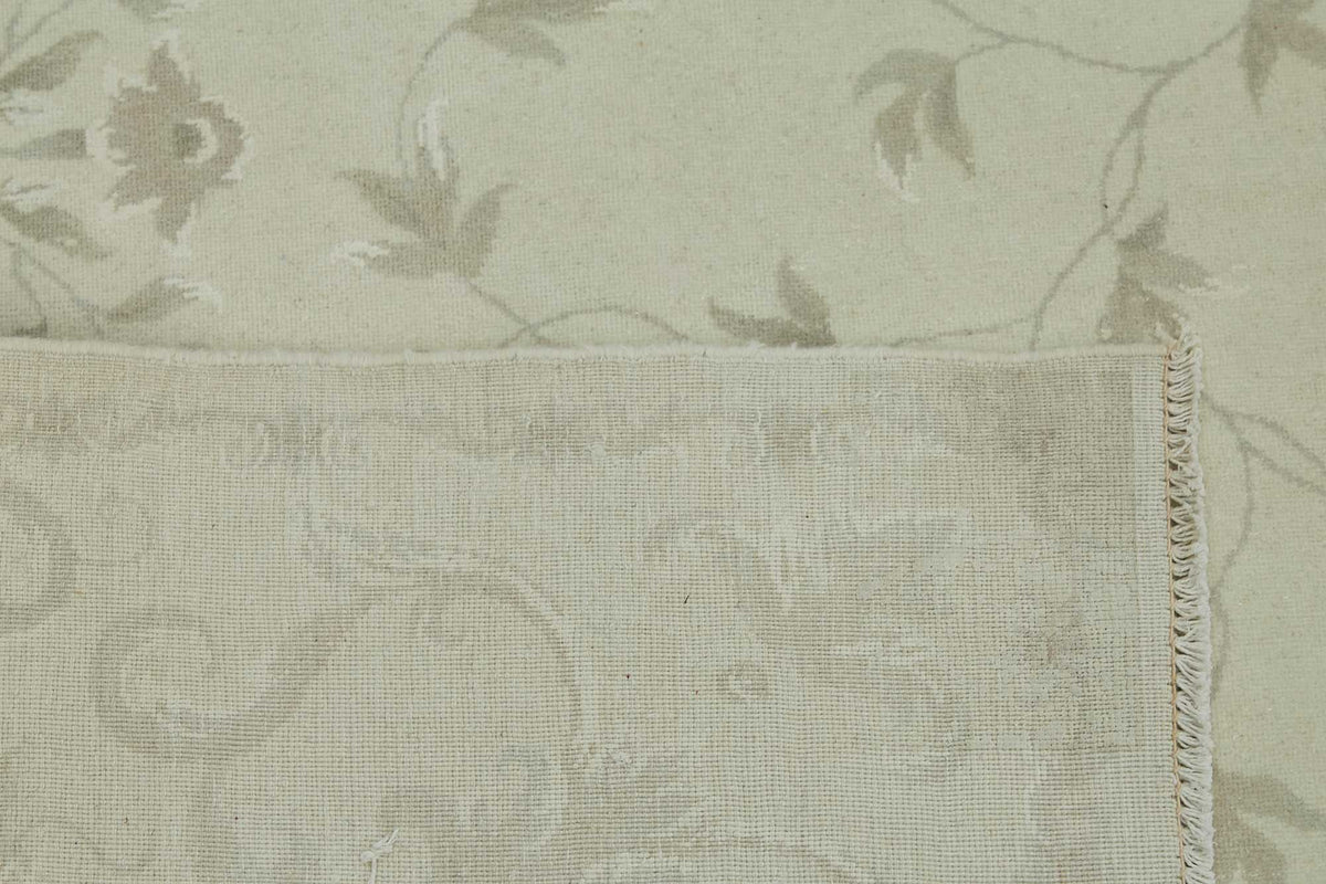 Rusvo Vintage Bej Gri Çiçekli El Dokuma Halı 242x305 cm 49217 – arka yüz görünümü