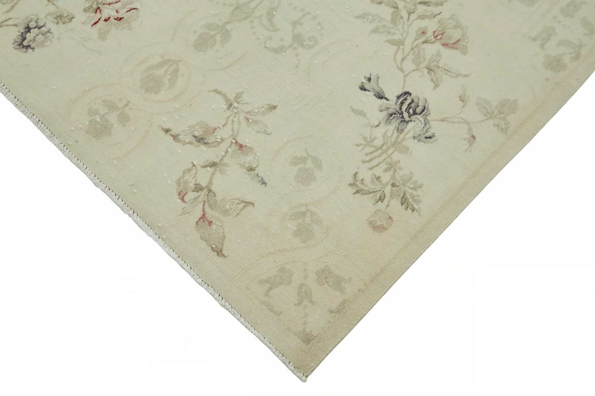 Rusvo Krem Bej Halı: Çiçek Desenli Vintage El Dokuma 258x358 cm 49219 – detay görünümü