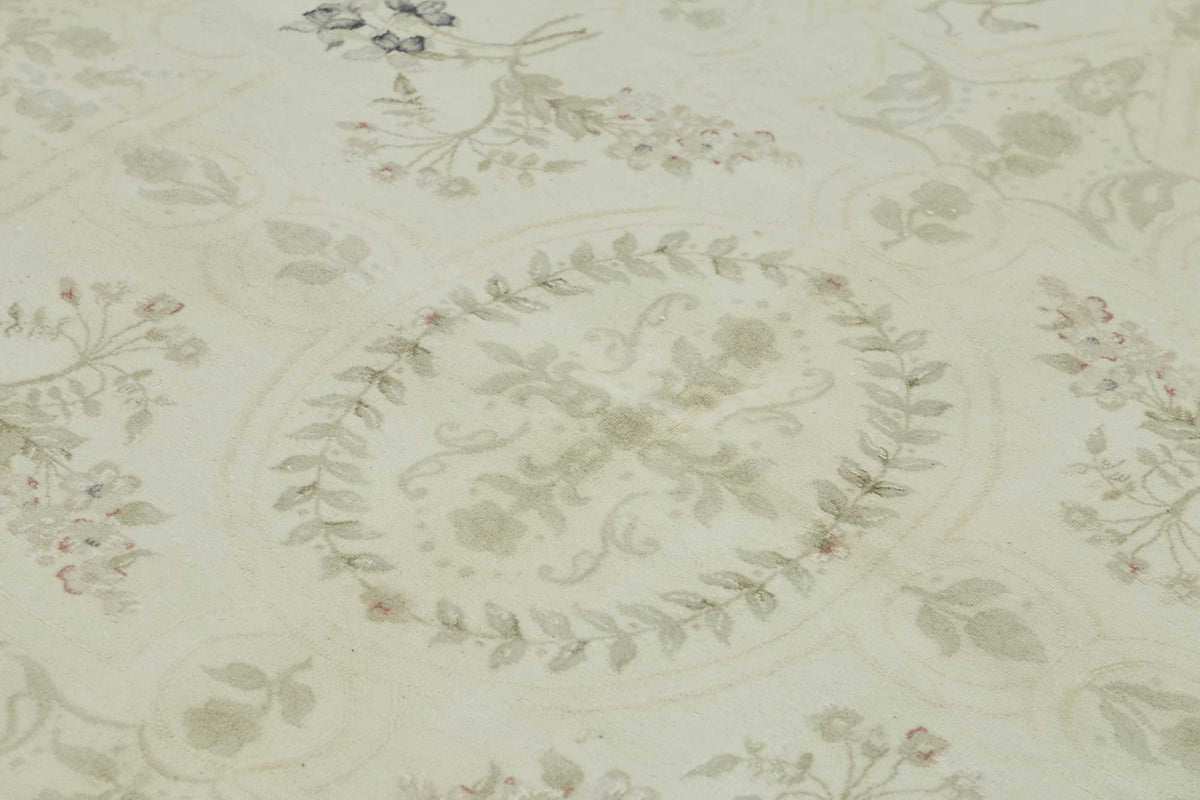 Rusvo Krem Bej Halı: Çiçek Desenli Vintage El Dokuma 258x358 cm 49219 – mekânda kullanım
