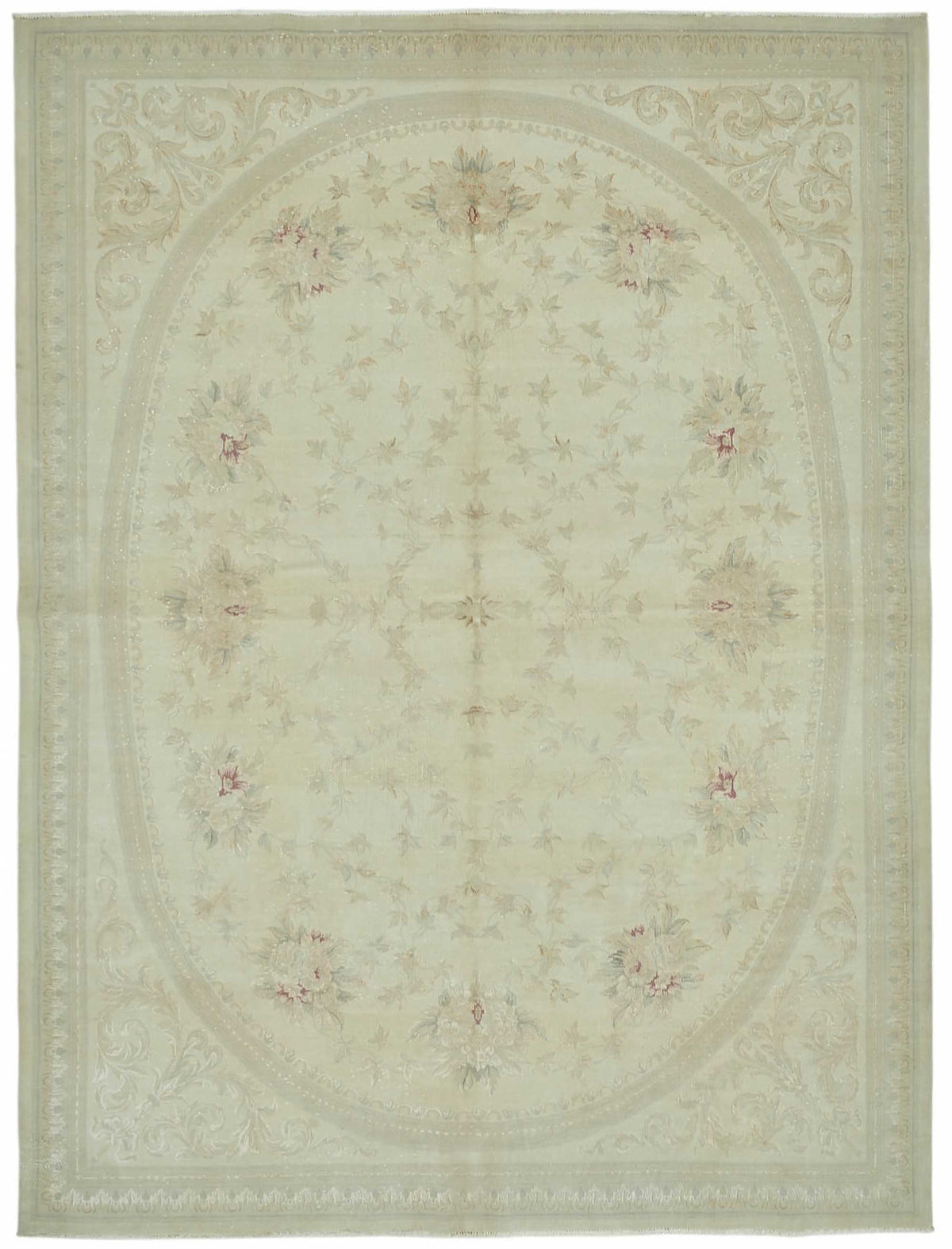 Rusvo Krem Bej Halı: Bordürlü Vintage El Dokuma 258x341 cm 49220