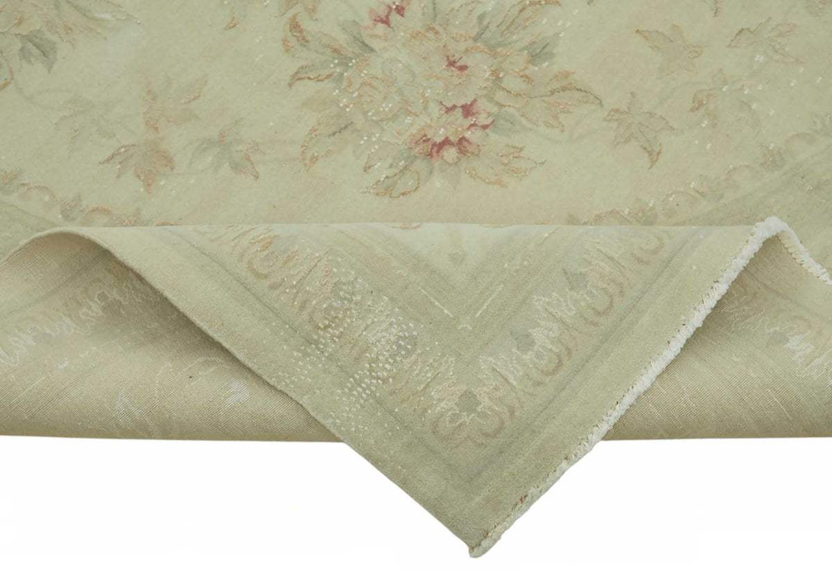 Rusvo Krem Bej Halı: Bordürlü Vintage El Dokuma 258x341 cm 49220 – kenar detayı