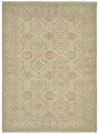 Rusvo Beige Green Floral Vintage Wool Hand-woven Rug 303x426 cm