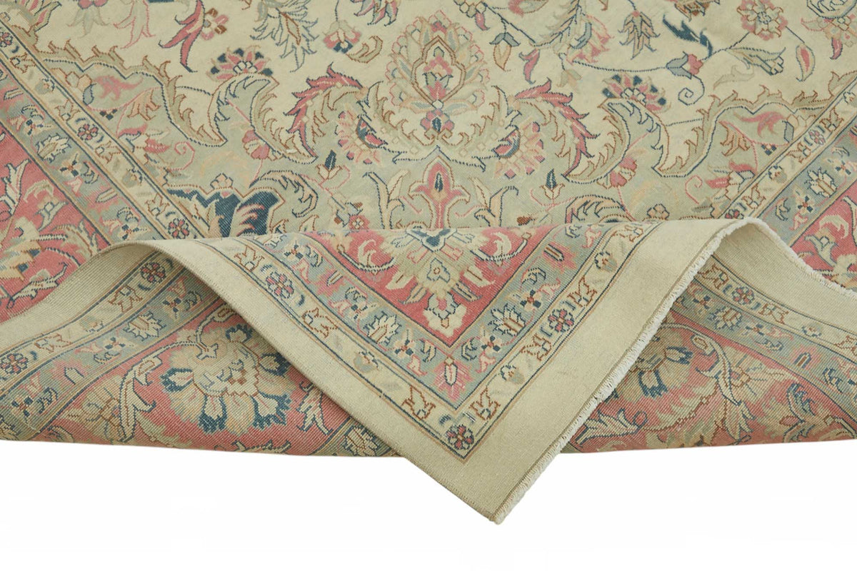 Rusvo Pembe Vintage Halı Klasik Madalyon Desenli 301x420 cm 49222 – kenar detayı