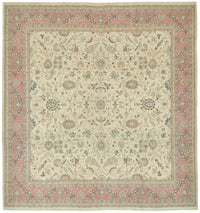 Rusvo Krem Halı Vintage Çiçek Desenli El Dokuma 360x380 cm
