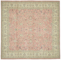 Rusvo Vintage Toz Pembe Halı Çiçek Desenli Kare Formda 360x362 cm
