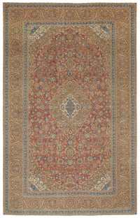 Rusvo Kırmızı Dokuma Madalyon Desenli Vintage Halı 300x492 cm