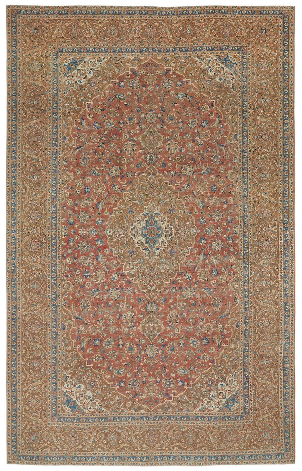 Rusvo Kırmızı Dokuma Madalyon Desenli Vintage Halı 300x492 cm