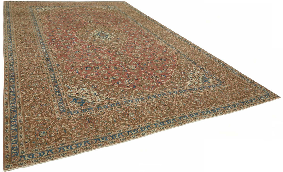 Rusvo Kırmızı Dokuma Madalyon Desenli Vintage Halı 300x492 cm – genel görünüm