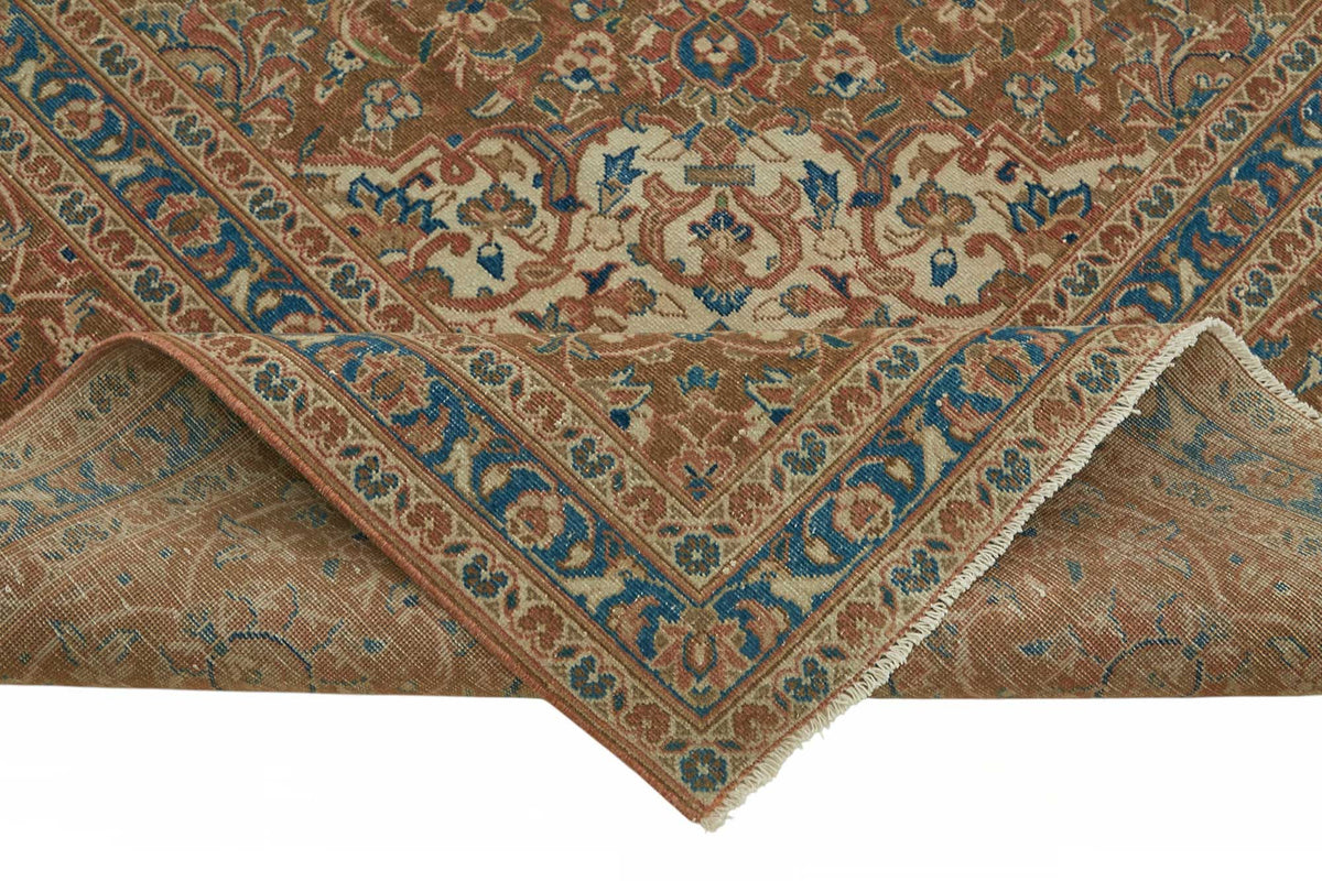 Rusvo Kırmızı Dokuma Madalyon Desenli Vintage Halı 300x492 cm – kenar detayı