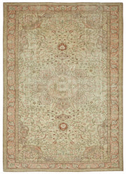 Rusvo Bej Pembe Madalyon Desenli Vintage Düz Dokuma Halı 310x438 cm