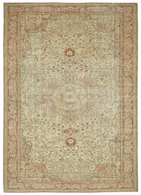 Rusvo Bej Pembe Madalyon Desenli Vintage Düz Dokuma Halı 310x438 cm