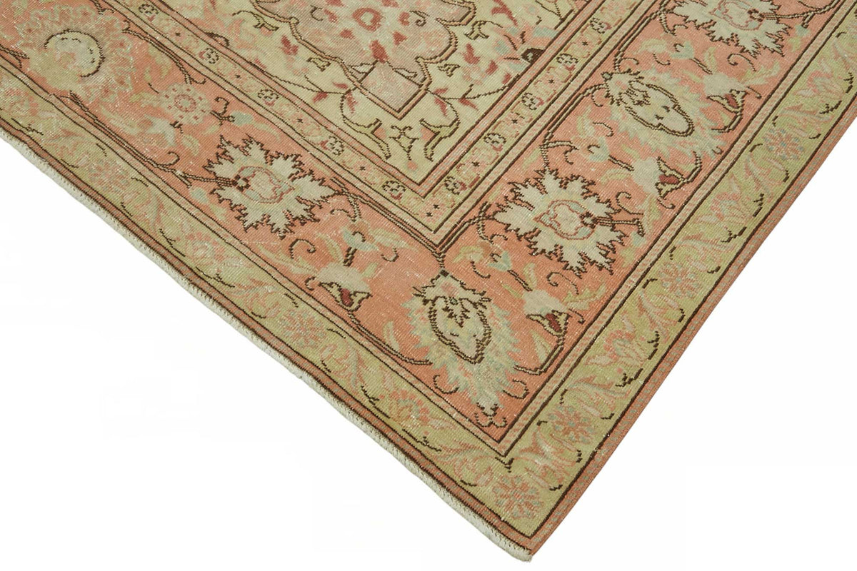 Rusvo Bej Pembe Madalyon Desenli Vintage Düz Dokuma Halı 310x438 cm – detay görünümü
