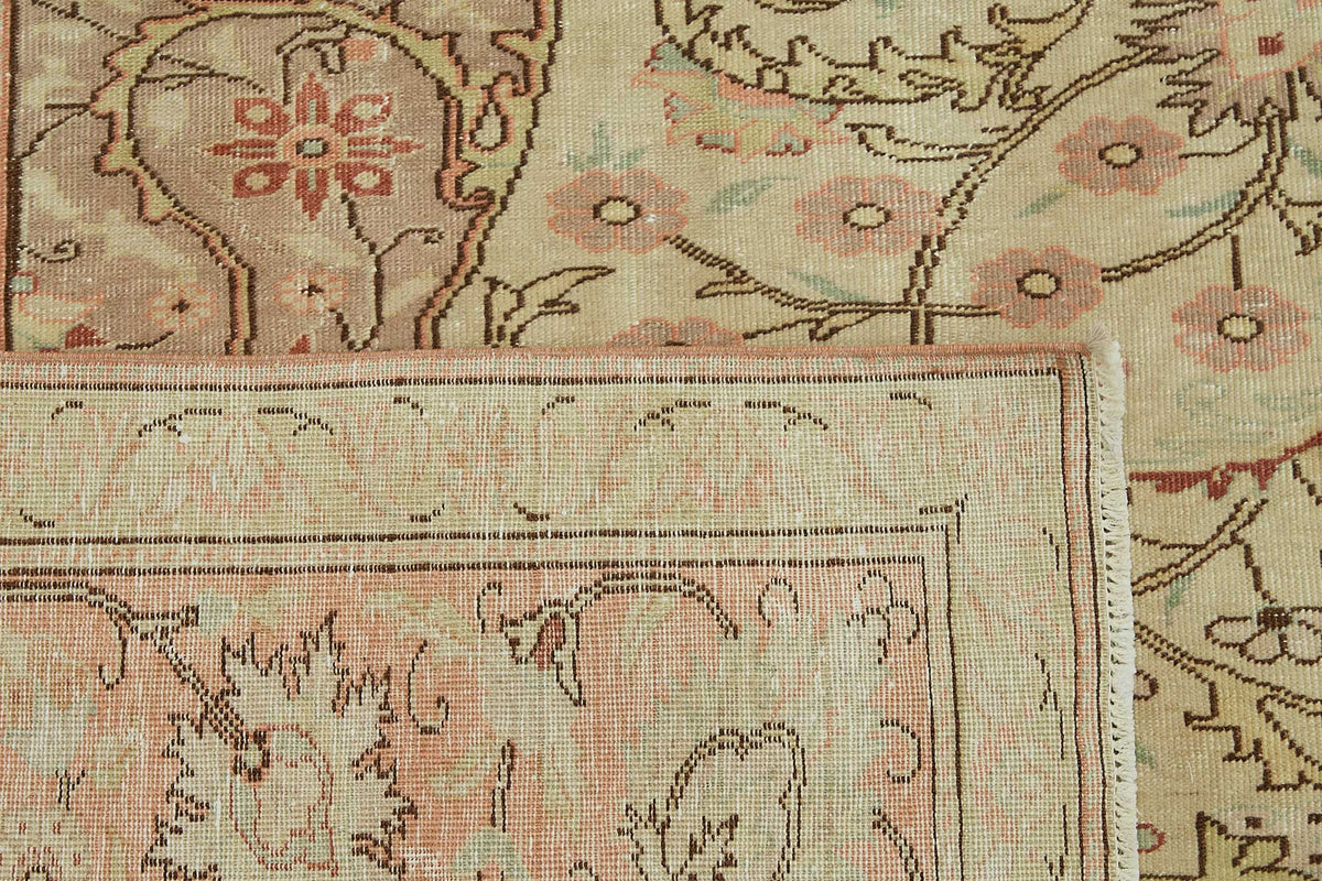 Rusvo Bej Pembe Madalyon Desenli Vintage Düz Dokuma Halı 310x438 cm – arka yüz görünümü