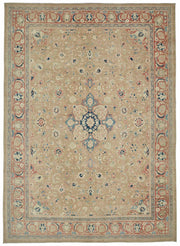 Rusvo Vintage Bej Kırmızı Madalyon Desenli El Dokuma Halı 270x384 cm