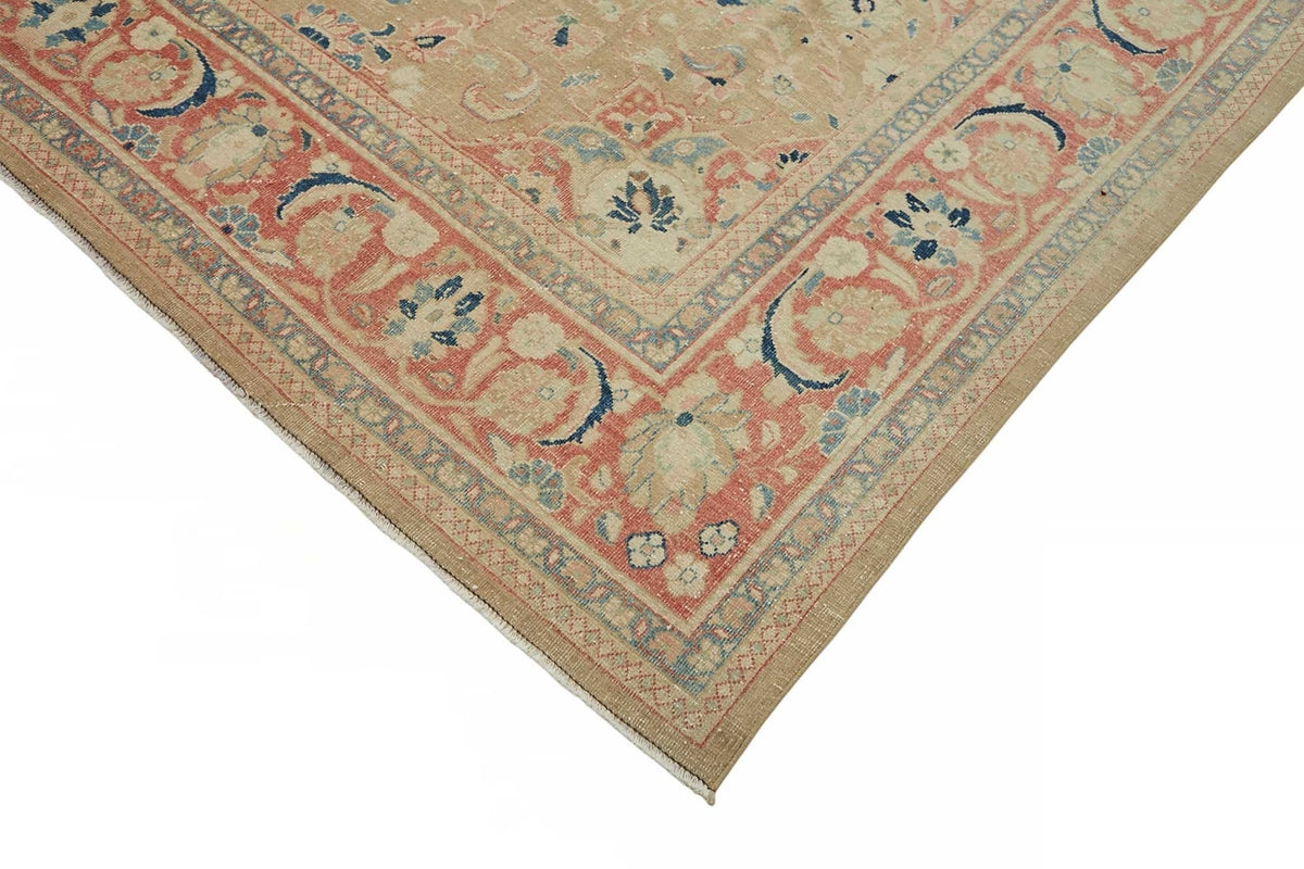 Rusvo Vintage Bej Kırmızı Madalyon Desenli El Dokuma Halı 270x384 cm – detay görünümü