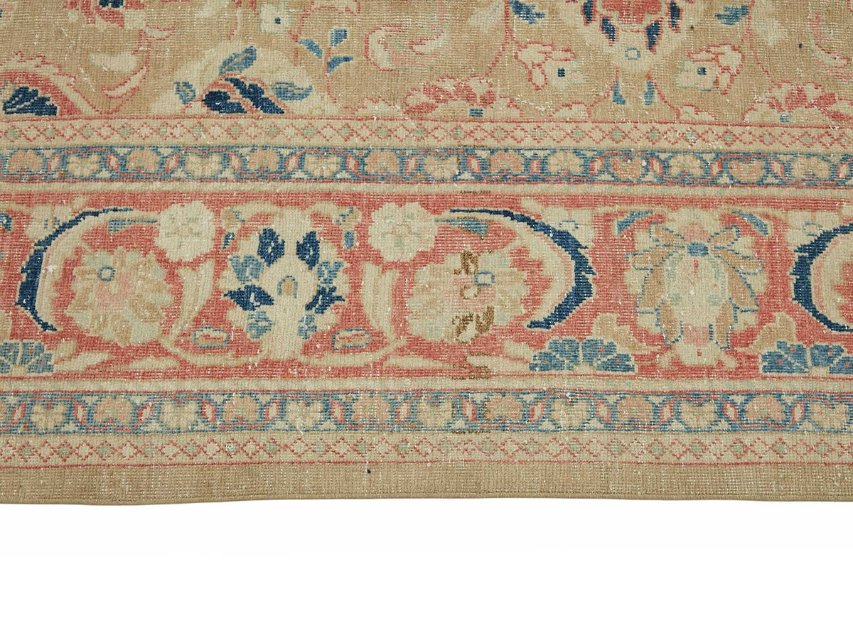 Rusvo Vintage Bej Kırmızı Madalyon Desenli El Dokuma Halı 270x384 cm – farklı açı