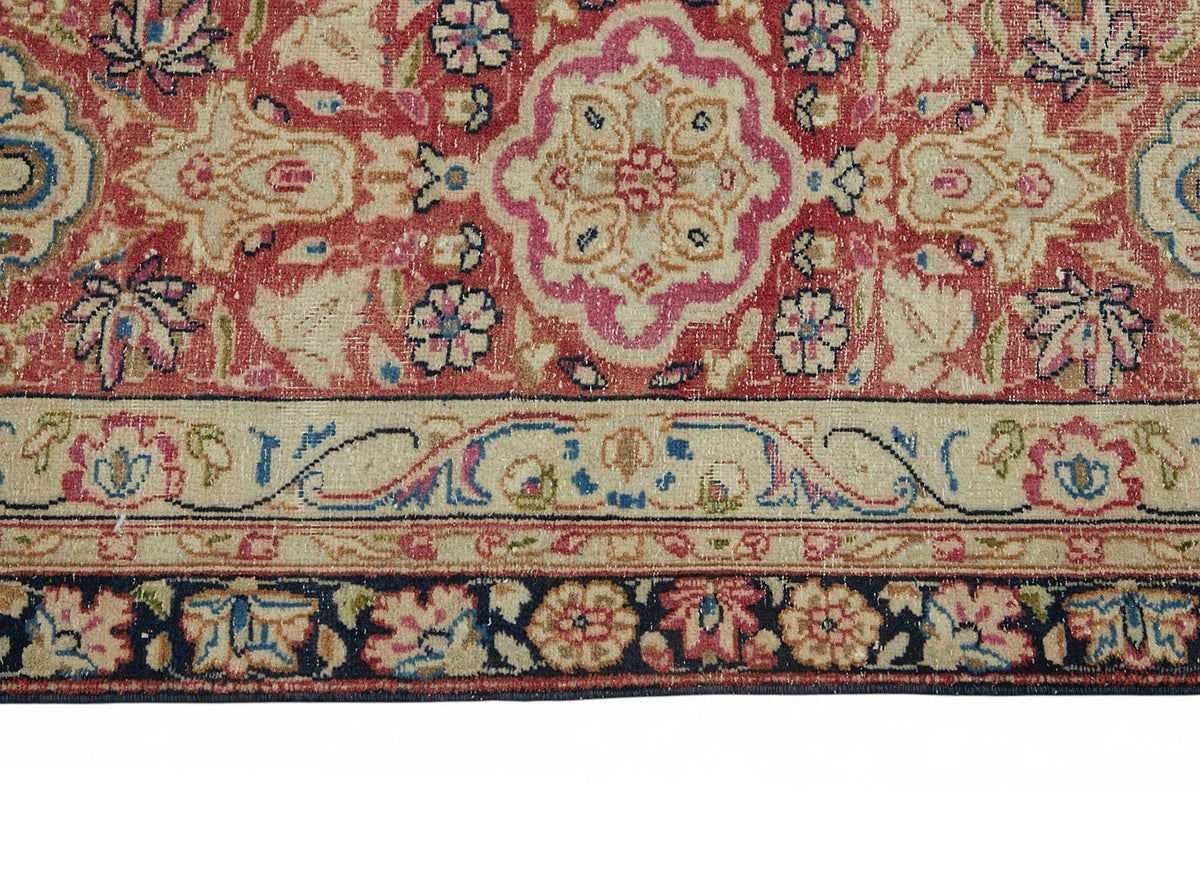 Rusvo Lacivert Kırmızı Madalyon Desenli Yün Halı 287x377 cm – farklı açı