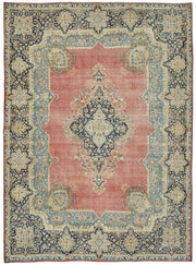 Rusvo Vintage Pembe ve Lacivert Madalyon Desenli Halı 292x398 cm 49232