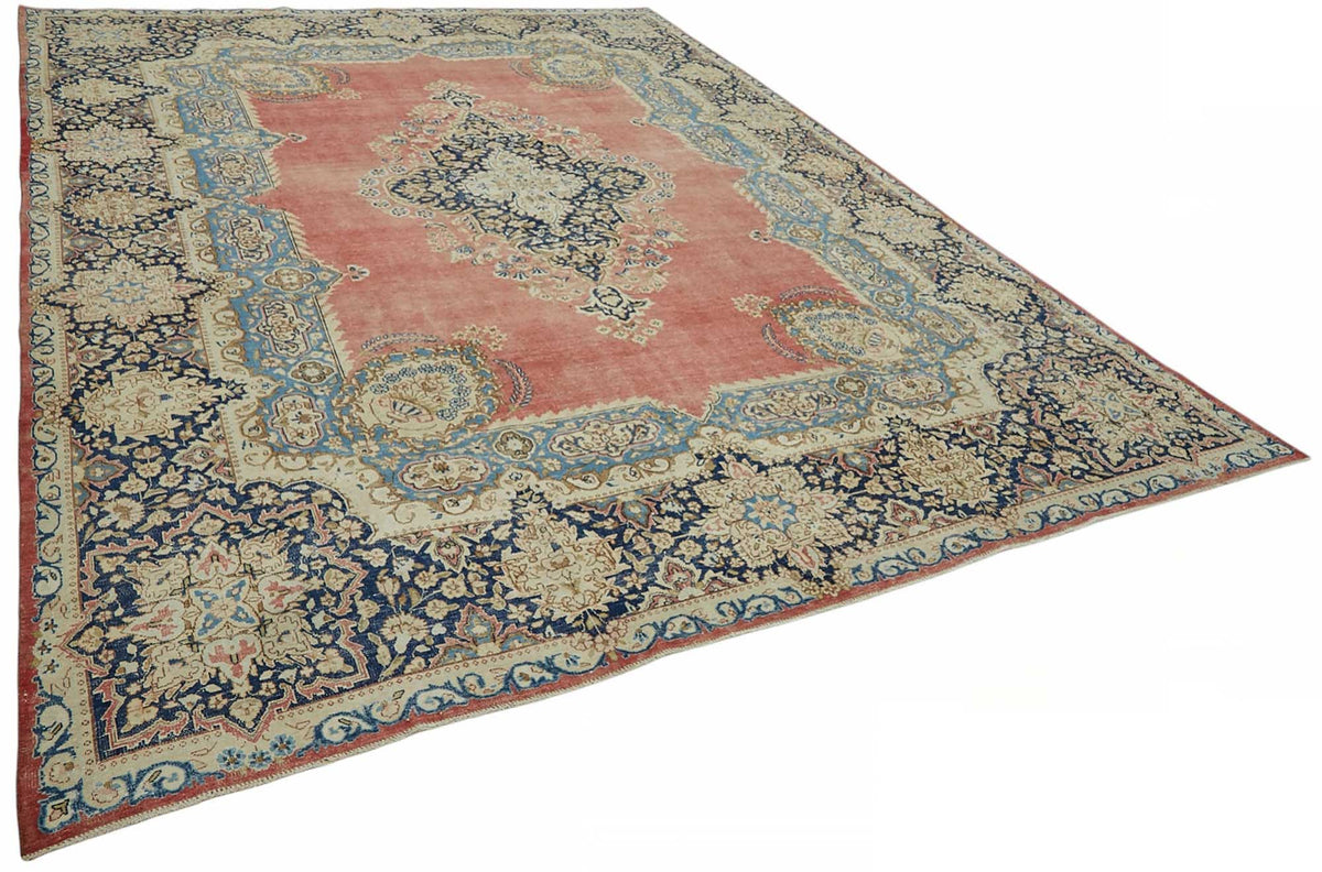 Rusvo Vintage Pembe ve Lacivert Madalyon Desenli Halı 292x398 cm 49232 – genel görünüm