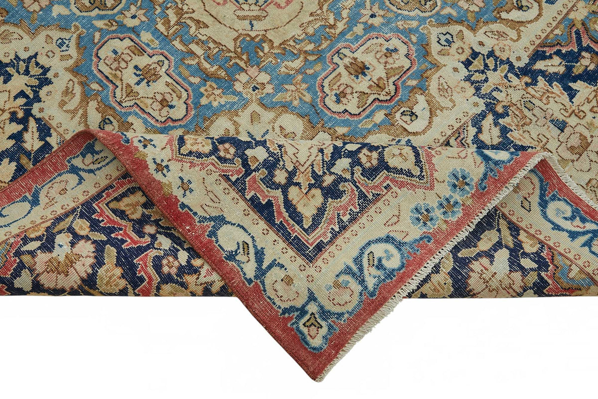 Rusvo Vintage Pembe ve Lacivert Madalyon Desenli Halı 292x398 cm 49232 – kenar detayı