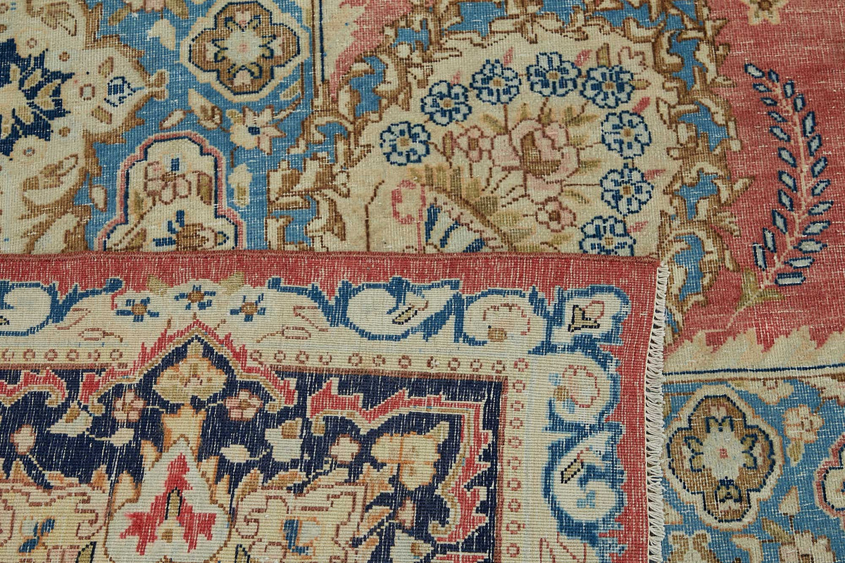 Rusvo Vintage Pembe ve Lacivert Madalyon Desenli Halı 292x398 cm 49232 – arka yüz görünümü