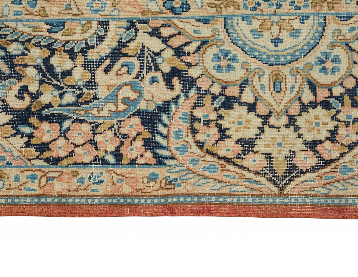 Rusvo Vintage Turuncu ve Lacivert Madalyon Desenli El Dokuma Halı 278x396 cm – farklı açı