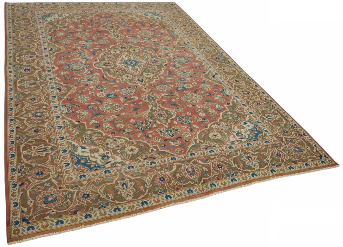 Rusvo Kırmızı Vintage Madalyon Desenli Yün Dokuma Halı 200x294 cm – genel görünüm