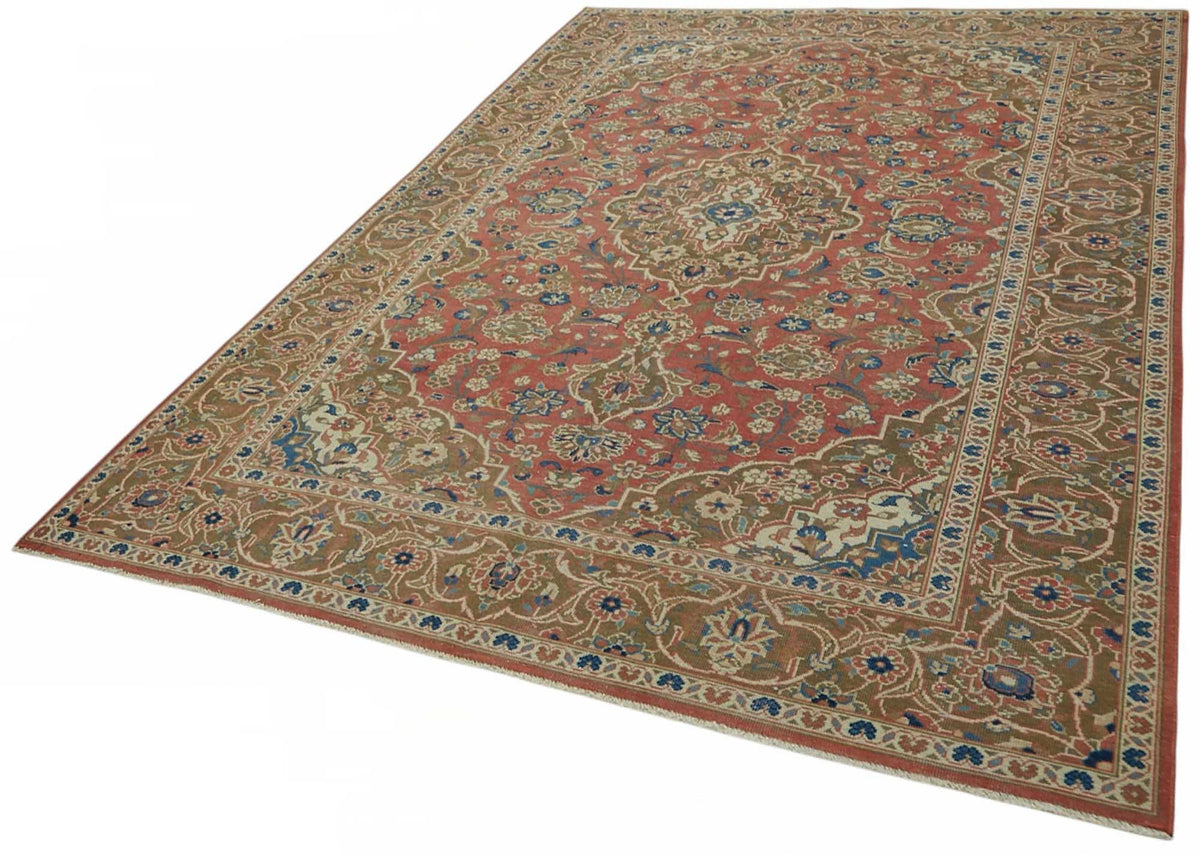 Rusvo Kırmızı Vintage Madalyon Desenli Yün Dokuma Halı 200x294 cm – doku yakın çekim