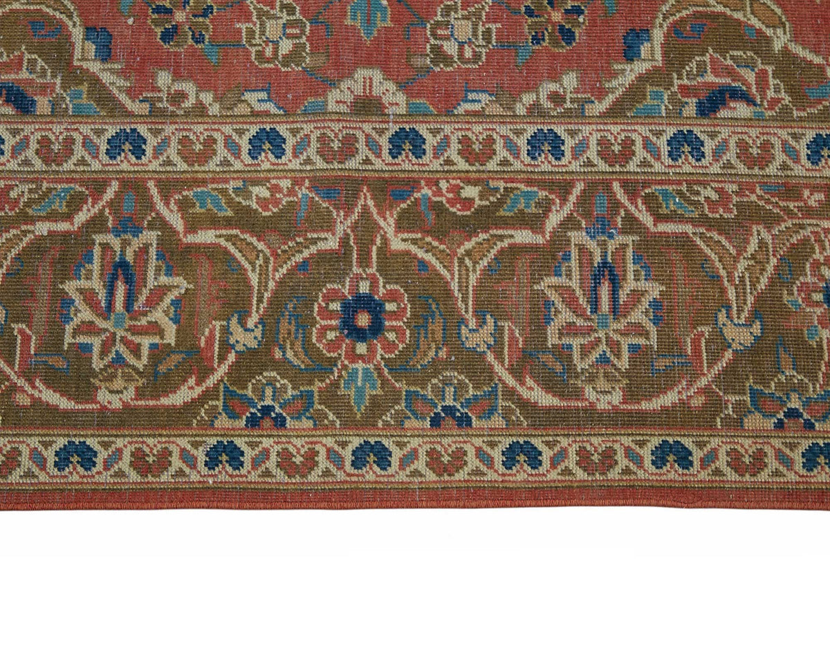 Rusvo Kırmızı Vintage Madalyon Desenli Yün Dokuma Halı 200x294 cm – farklı açı