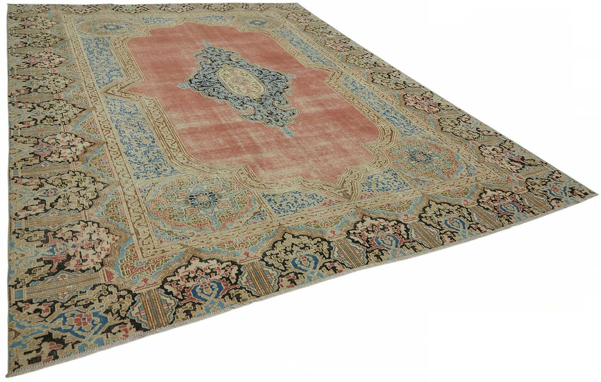 Rusvo Pembe Bej Madalyon Göbekli Klasik El Dokuma Halı 270x362 cm – genel görünüm