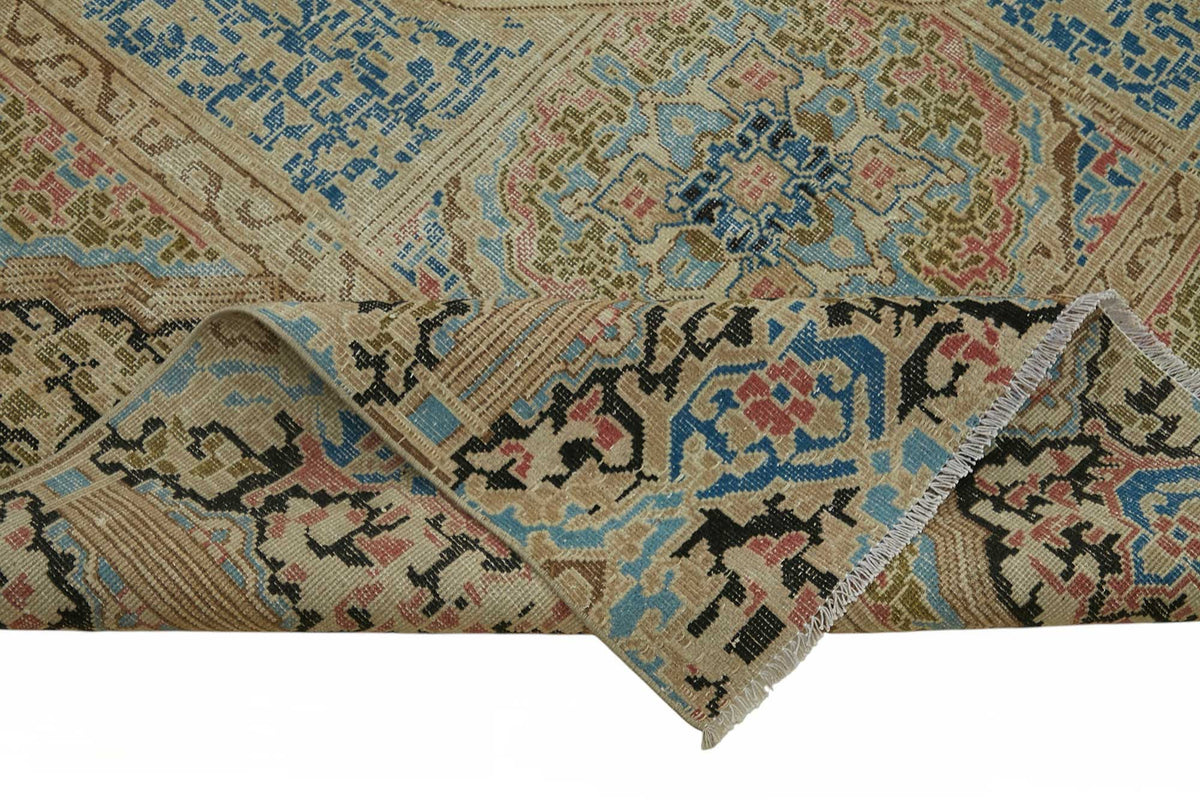 Rusvo Pembe Bej Madalyon Göbekli Klasik El Dokuma Halı 270x362 cm – kenar detayı