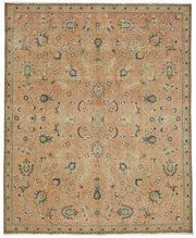 Rusvo Turuncu Çiçek Desenli Pamuk ve Yün Vintage Halı 268x333 cm