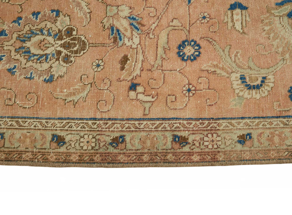 Rusvo Turuncu Çiçek Desenli Pamuk ve Yün Vintage Halı 268x333 cm – farklı açı
