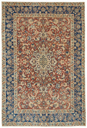 Rusvo Kırmızı Lacivert Madalyon Desenli El Dokuma Halı 248x362 cm