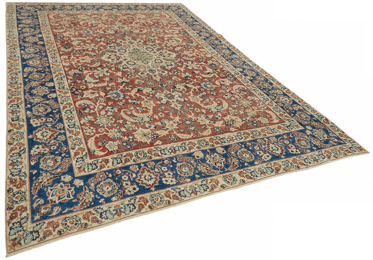 Rusvo Kırmızı Lacivert Madalyon Desenli El Dokuma Halı 248x362 cm – genel görünüm