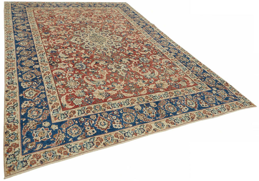 Rusvo Kırmızı Lacivert Madalyon Desenli El Dokuma Halı 248x362 cm – genel görünüm
