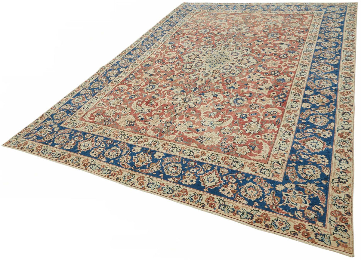 Rusvo Kırmızı Lacivert Madalyon Desenli El Dokuma Halı 248x362 cm – doku yakın çekim