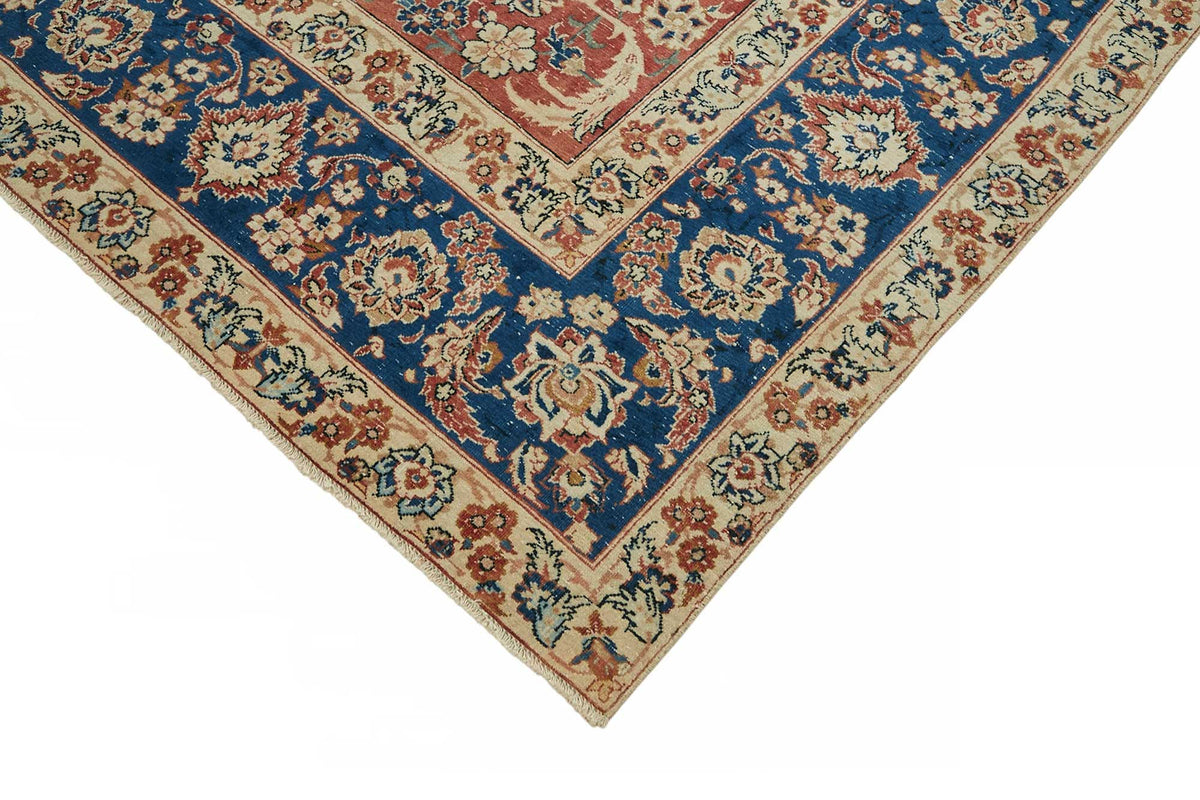 Rusvo Kırmızı Lacivert Madalyon Desenli El Dokuma Halı 248x362 cm – detay görünümü
