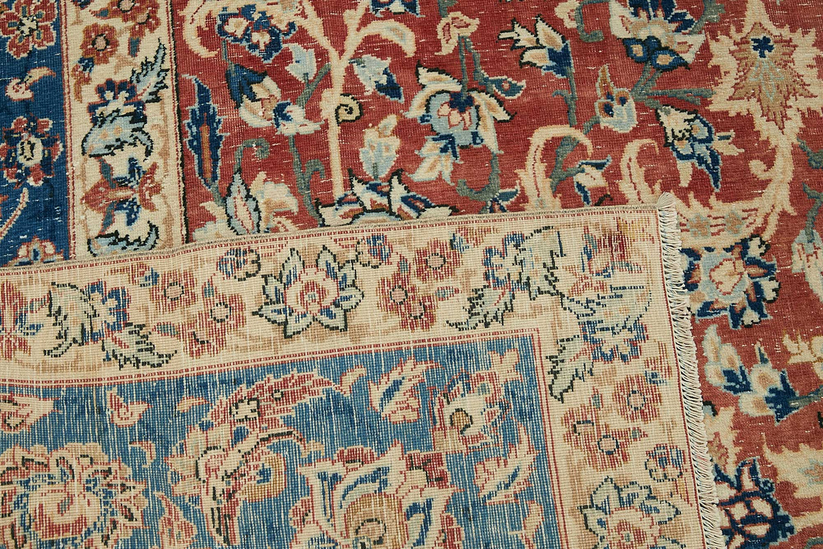 Rusvo Kırmızı Lacivert Madalyon Desenli El Dokuma Halı 248x362 cm – arka yüz görünümü