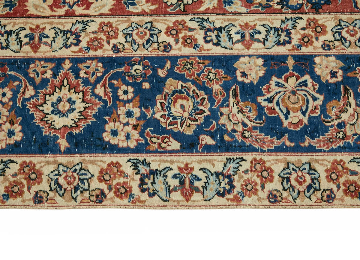 Rusvo Kırmızı Lacivert Madalyon Desenli El Dokuma Halı 248x362 cm – farklı açı