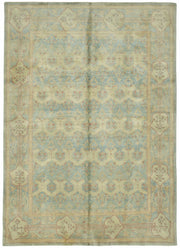 Vamave Açık Mavi ve Krem Çiçek Desenli Uşak Halısı 266x377 cm