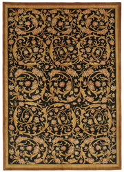 Vamave Düz Siyah Halı Çiçek Desenli Vintage Uşak 285x402 cm