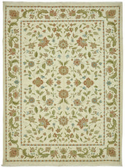 Vamave Krem Yeşil Çiçekli Uşak El Dokuma Halı 274x370 cm