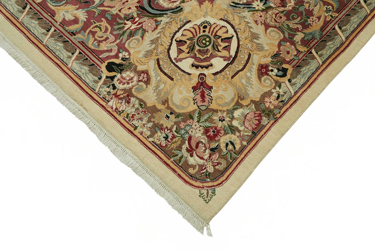 Vamave Uşak Bordo Krem Çiçek Desenli El Dokuma Halı 274x368 cm 49250 – detay görünümü